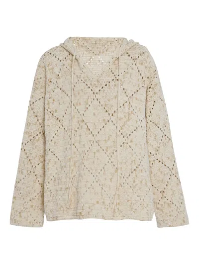 Rosetta Getty Crochet Diamond-pattern Hoodie In Neutral