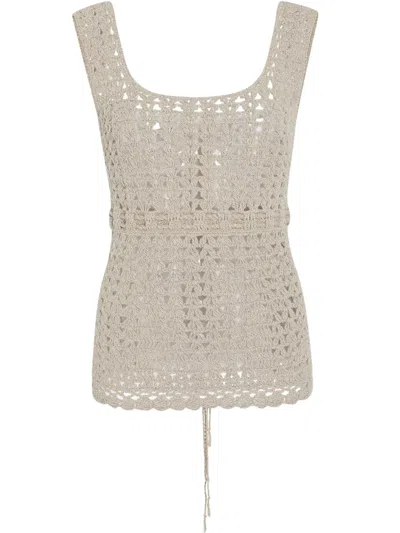 Rosetta Getty Crochet-knit Top In Gray