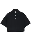 Rosetta Getty Cropped Denim Polo Shirt In Black