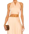 Rosetta Getty Cropped Halter Wrap Top In Peach