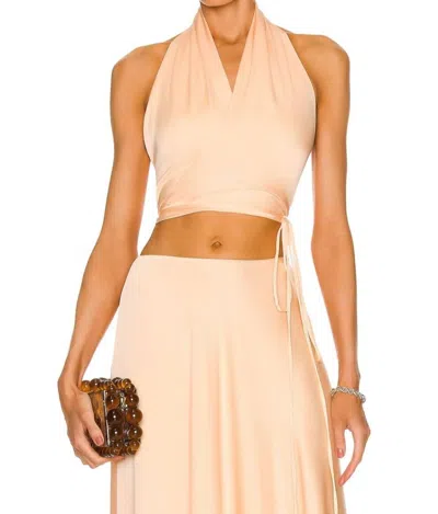 Rosetta Getty Cropped Halter Wrap Top In Peach