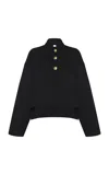 Rosetta Getty Long-sleeve Crop Polo Shirt In Black