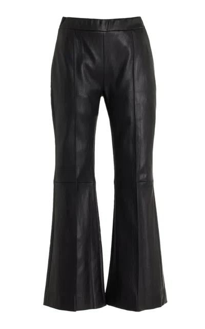 Rosetta Getty Cropped Leather Flared Pants In Black