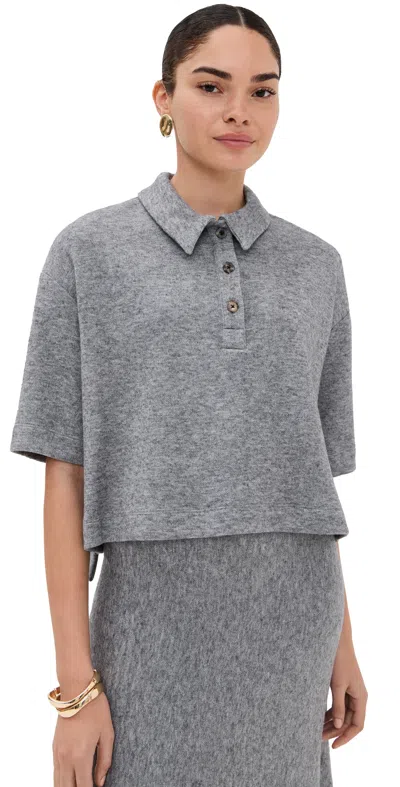 ROSETTA GETTY CROPPED OVERSIZED POLO GREY