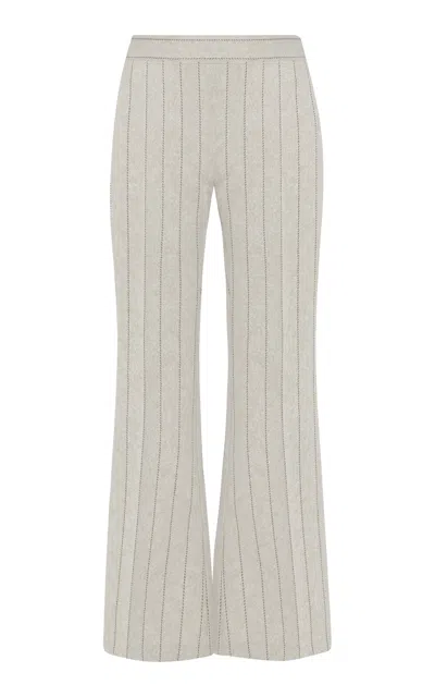 Rosetta Getty Cropped Pinstriped Jacquard Flare Pants In Gray