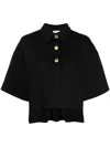 Rosetta Getty Short-sleeve Boxy Crop Polo Shirt In Black