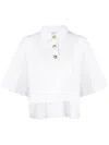 Rosetta Getty Short-sleeve Boxy Crop Polo Shirt In White
