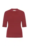 Rosetta Getty Cropped-sleeve Cotton T-shirt In Red