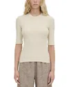 Rosetta Getty Cropped Sleeve Tee In Neutral