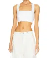 Rosetta Getty Cross Back Bra Top In White