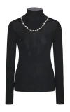 ROSETTA GETTY CRYSTAL-TRIMMED WOOL-CASHMERE TURTLENECK SWEATER