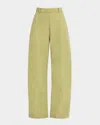 Rosetta Getty Curved Straight-leg Tab Fluid Poplin Pants In Celery