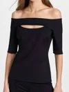 ROSETTA GETTY CUTOUT OFF THE SHOULDER TOP IN BLACK