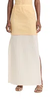 ROSETTA GETTY DOUBLE LAYER SPLIT SKIRT CREAM/ALMOND