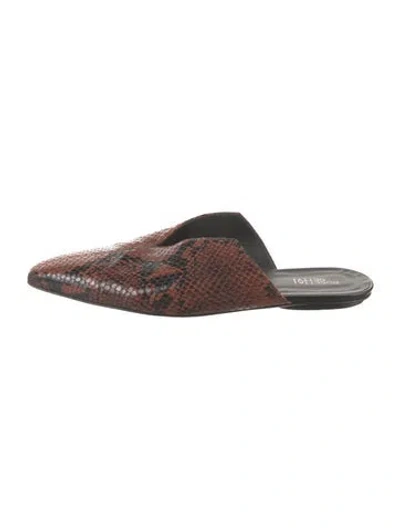 Pre-owned Rosetta Getty Embossed Leather Animal Print Mules In Brown