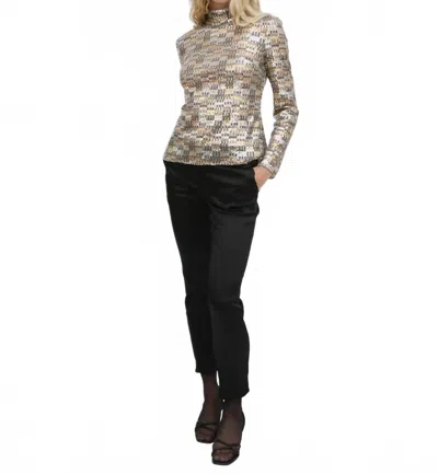 Rosetta Getty Fitted Turtleneck Top In Bauhaus Mesh Sequins In White