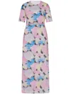 Rosetta Getty Floral-print Mesh Maxi Dress In Pink