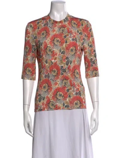 Pre-owned Rosetta Getty Floral Print Crew Neck Top In Orange