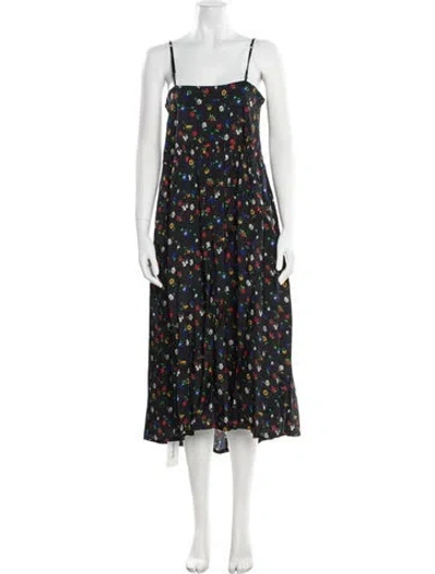 Pre-owned Rosetta Getty Floral Print Knee-length Dress In Black