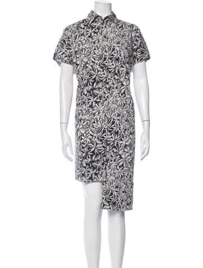 Pre-owned Rosetta Getty Floral Print Knee-length Dress In Black/white