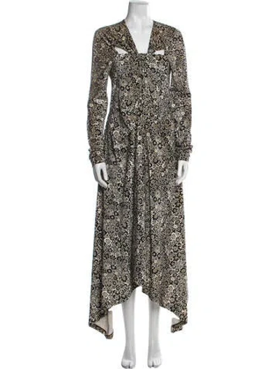 Pre-owned Rosetta Getty Floral Print Long Dress In Black