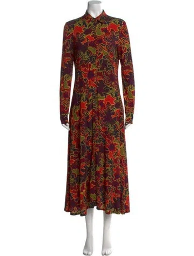 Pre-owned Rosetta Getty Floral Print Long Dress In Black