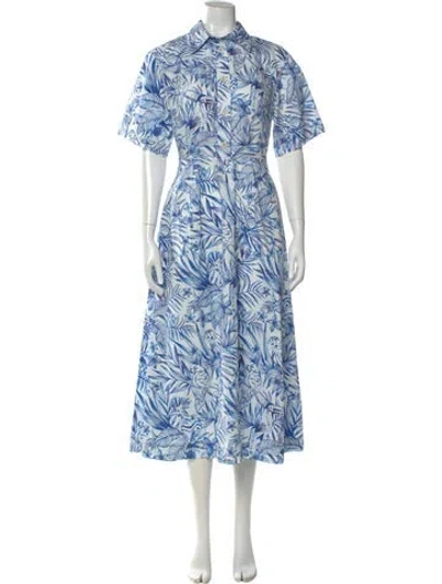 Pre-owned Rosetta Getty Floral Print Long Dress In Blue