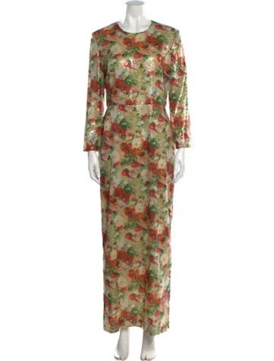 Pre-owned Rosetta Getty Floral Print Long Dress In Neutral