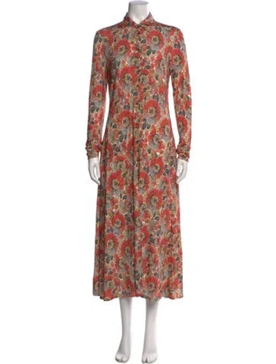 Pre-owned Rosetta Getty Floral Print Long Dress In Neutral