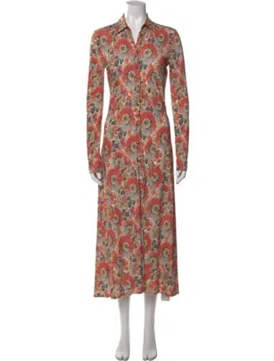Pre-owned Rosetta Getty Floral Print Long Dress In Neutral