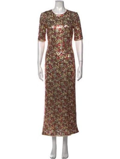 Pre-owned Rosetta Getty Floral Print Long Dress In Neutrals