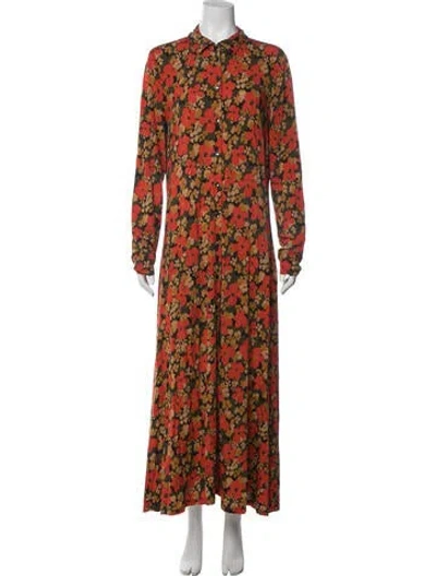 Pre-owned Rosetta Getty Floral Print Long Dress In Orange
