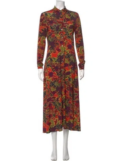 Pre-owned Rosetta Getty Floral Print Long Dress In Red