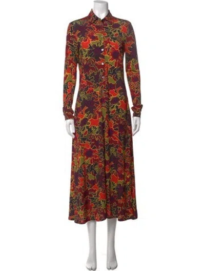 Pre-owned Rosetta Getty Floral Print Long Dress In Red