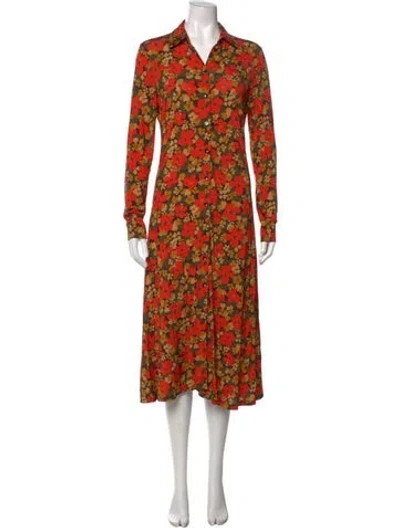 Pre-owned Rosetta Getty Floral Print Long Dress In Red