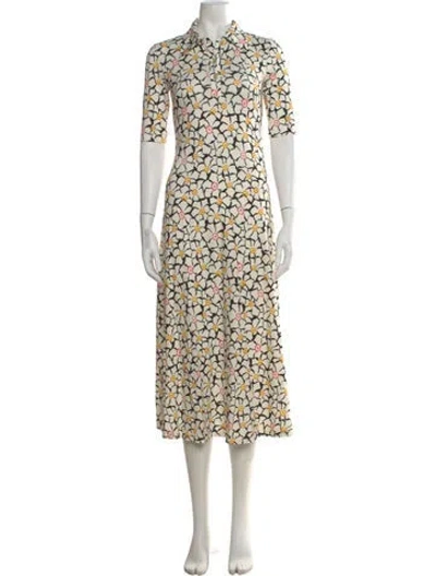 Pre-owned Rosetta Getty Floral Print Long Dress W/ Tags In Neutral