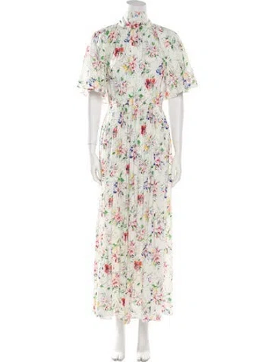 Pre-owned Rosetta Getty Floral Print Long Dress W/ Tags In White