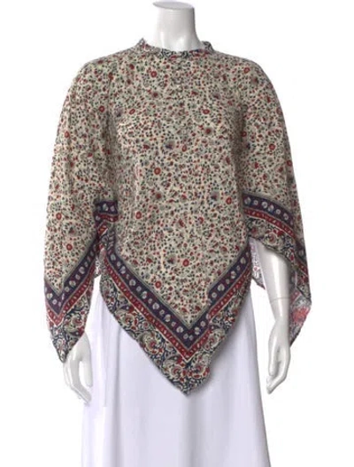 Pre-owned Rosetta Getty Floral Print Long Sleeve Top In Neutral