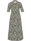 Rosetta Getty Floral-print Midi Dress In Black