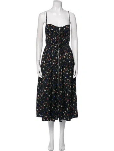 Pre-owned Rosetta Getty Floral Print Midi Length Dress In Black