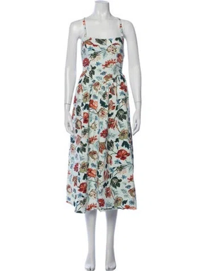 Pre-owned Rosetta Getty Floral Print Midi Length Dress In Green