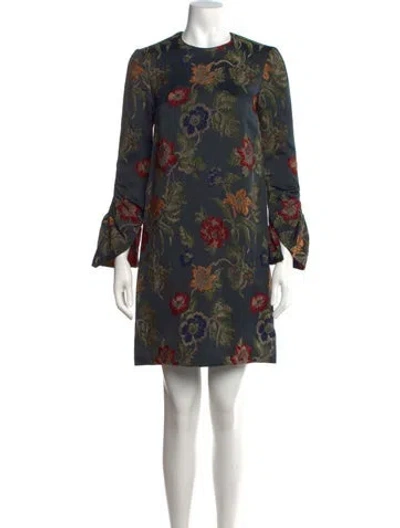 Pre-owned Rosetta Getty Floral Print Mini Dress In Blue