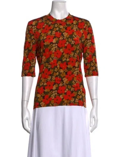 Pre-owned Rosetta Getty Floral Print Mock Neck Top In Orange