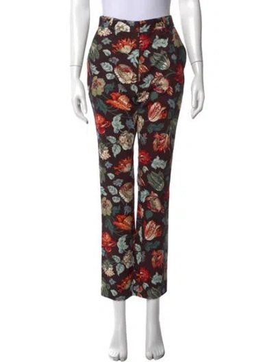Pre-owned Rosetta Getty Floral Print Straight Leg Pants In Multicolor