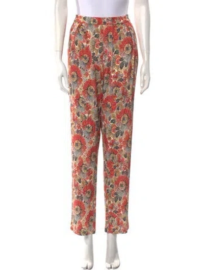 Pre-owned Rosetta Getty Floral Print Straight Leg Pants In Red