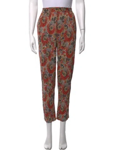 Pre-owned Rosetta Getty Floral Print Straight Leg Pants In Red