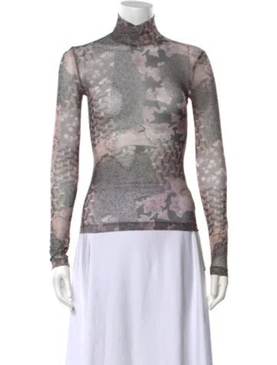 Pre-owned Rosetta Getty Floral Print Turtleneck Top In Multicolor