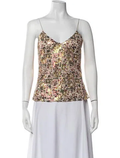 Pre-owned Rosetta Getty Floral Print V-neck Top In Multicolor