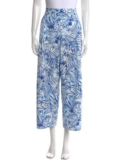 Pre-owned Rosetta Getty Floral Print Wide Leg Pants In Blue