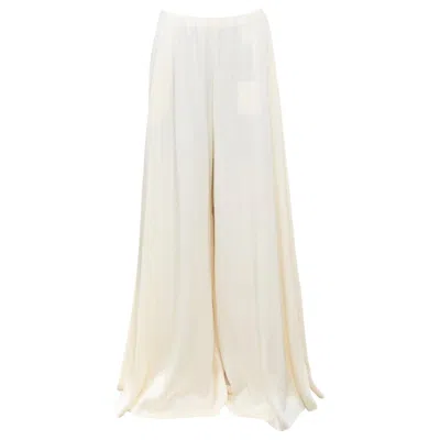 Pre-owned Rosetta Getty Fluid Satin Woven Minimalist Palazzo Utility Wide Leg Pants Us8 L In Beige